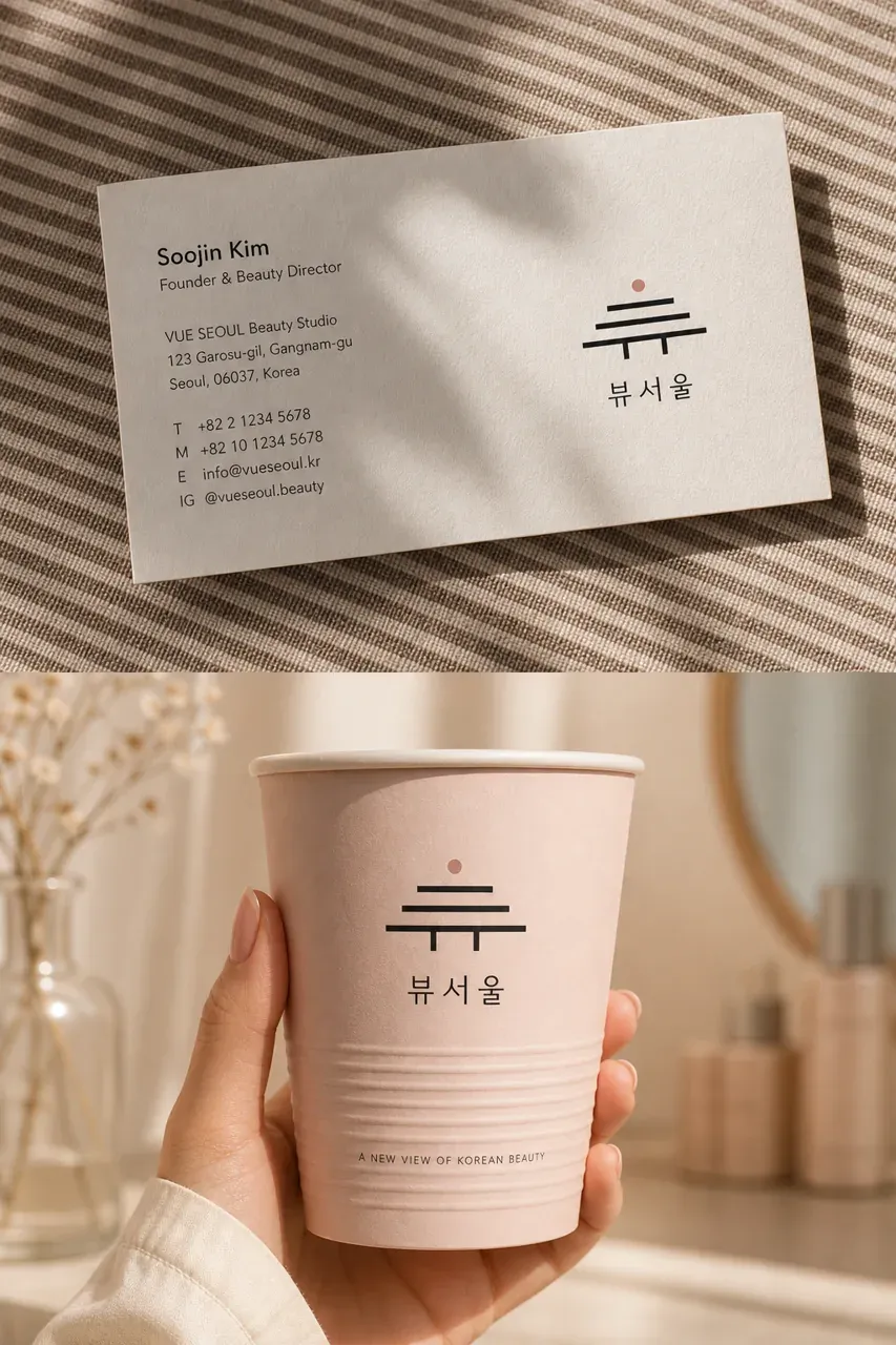 뷰티·미용 로고 디자인 — 미니멀한 조합형 뷰티 브랜드 로고 브랜드 시스템