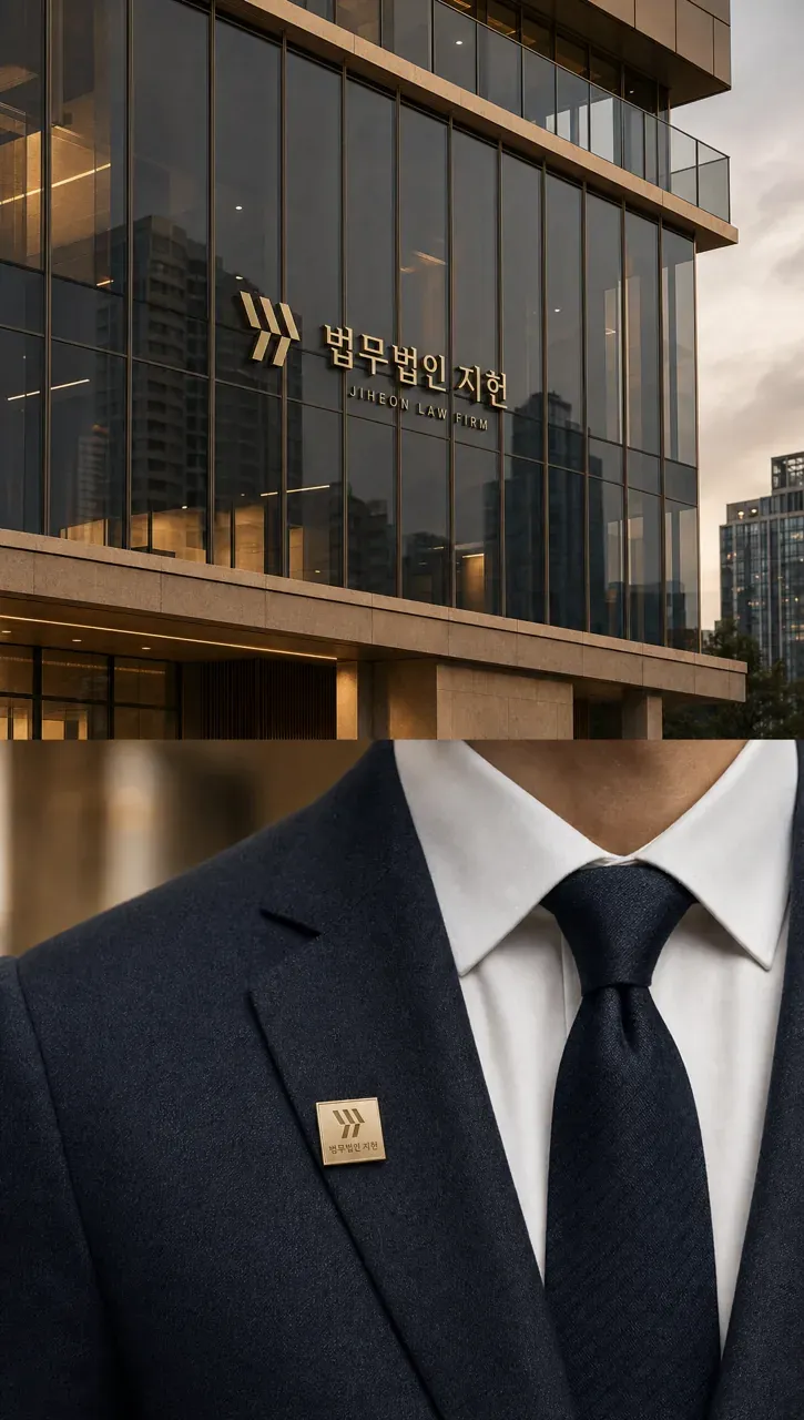 법률·세무·특허 로고 디자인 — 신뢰의 기하학 정의의 형태 법률사무소 로고 브랜드 시스템