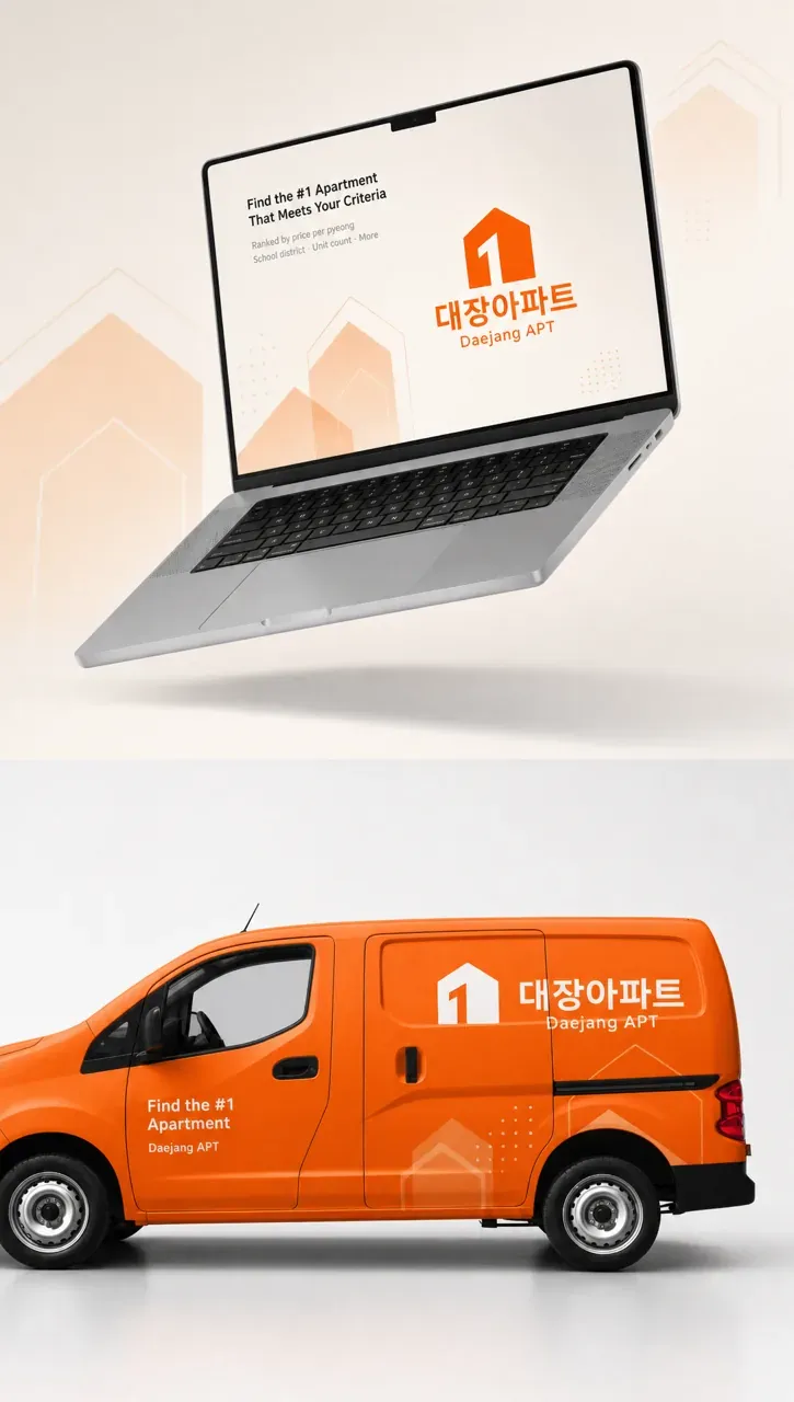 금융·부동산 로고 디자인 — 강렬하고 대담한 조합형 금융·부동산 기업 로고 브랜드 시스템