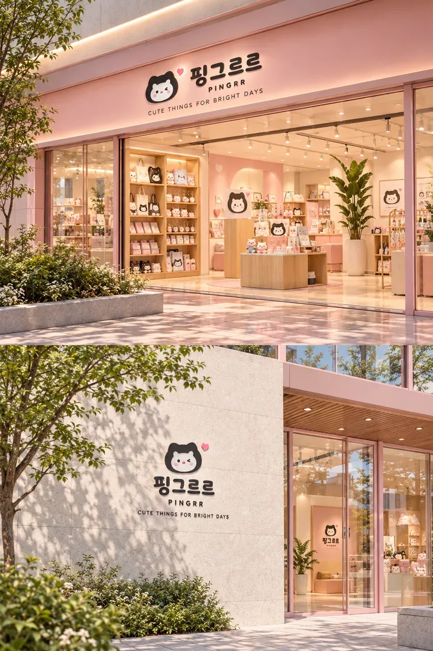 생활·서비스 로고 디자인 — 미니멀 라인드로잉 마스코트 시스템 생활 서비스 브랜드 로고 브랜드 시스템