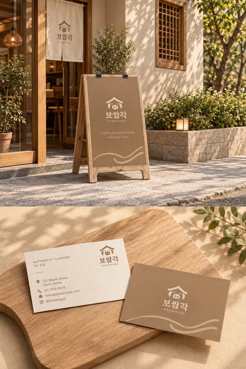음식점·외식 로고 디자인 — 정감의 미니멀 심볼 음식점 로고 브랜드 시스템