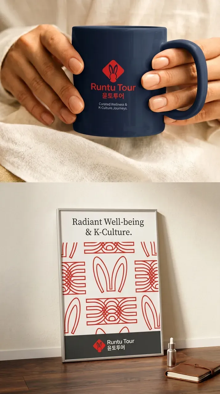 숙박·관광 로고 디자인 — 젊은 중국 고객이 신뢰하는 프리미엄 K-뷰티 여행 R 숙박·관광 브랜드 로고 브랜드 시스템
