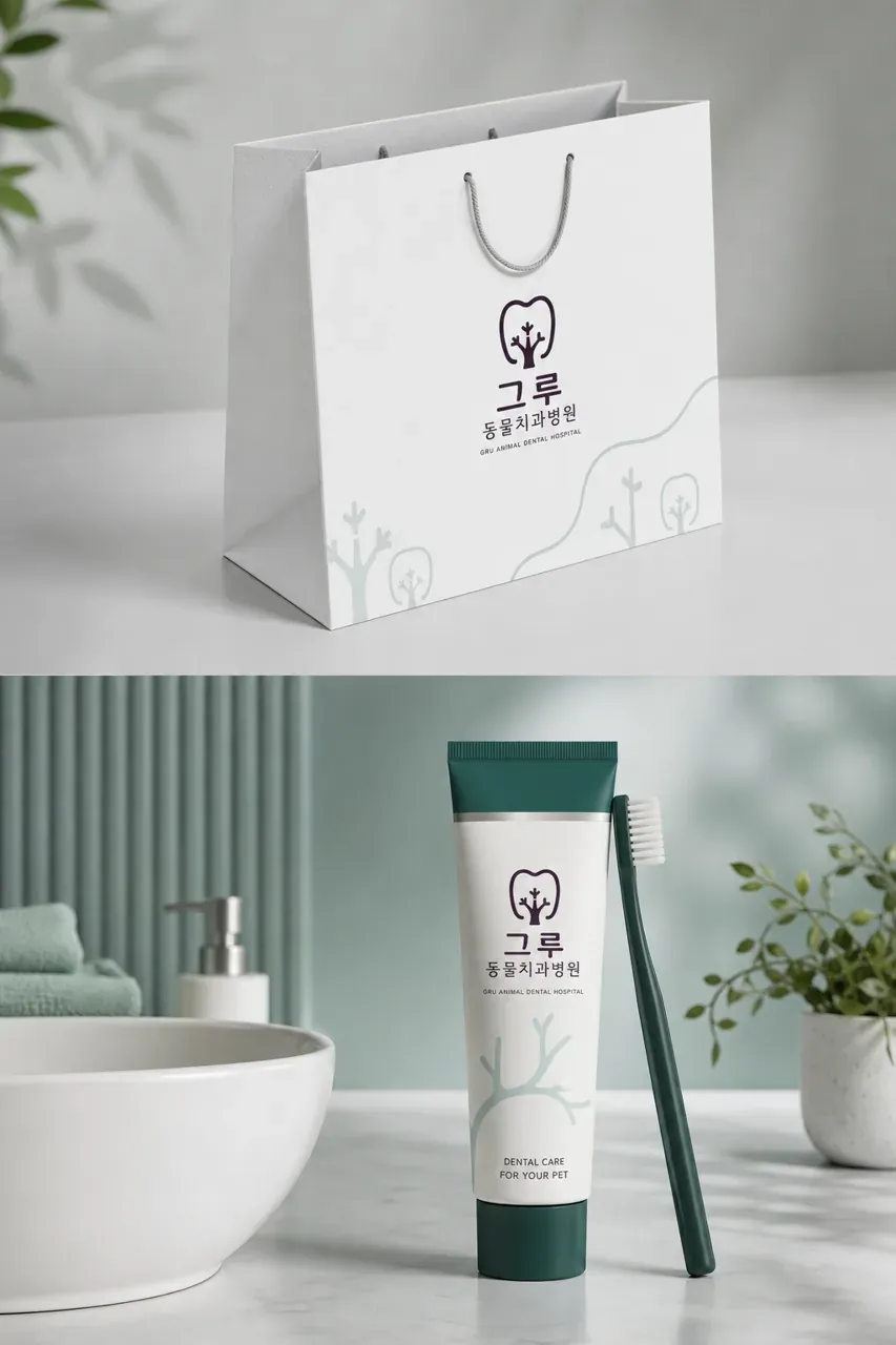 반려동물 로고 디자인 — 뿌리 깊은 치아 건강 반려동물 브랜드 로고 브랜드 시스템