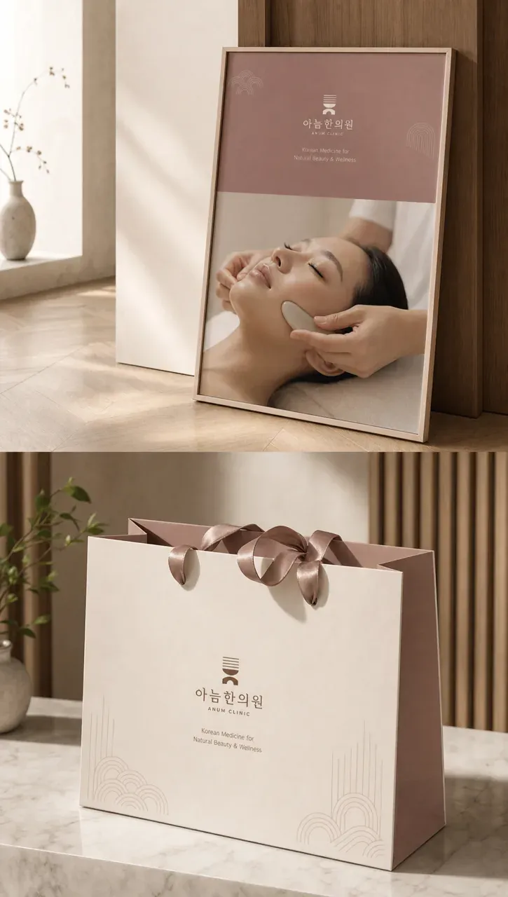 한의원·한방 로고 디자인 — 미니멀한 조합형 한의원 로고 브랜드 시스템