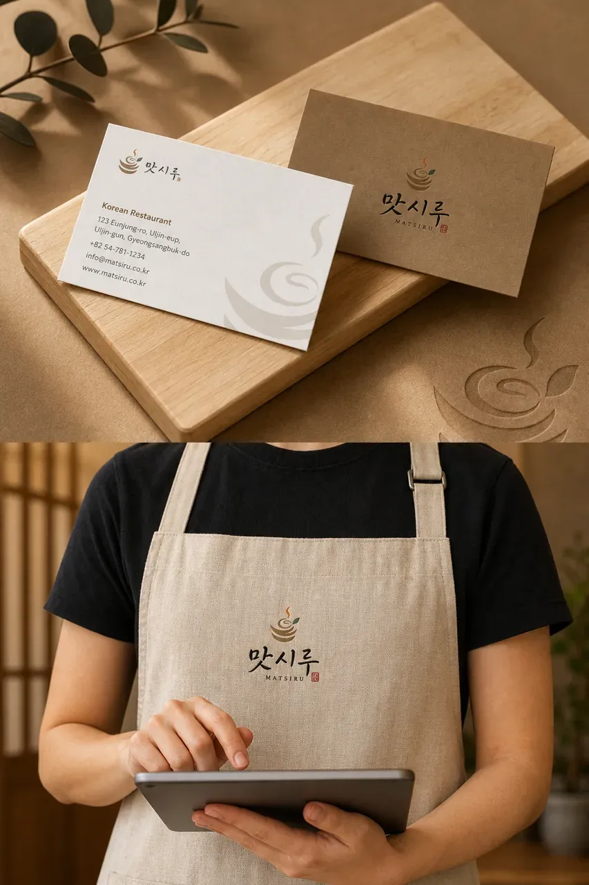 음식점·외식 로고 디자인 — 전통 시루의 곡선미로 완성한 한식 음식점 로고 브랜드 시스템