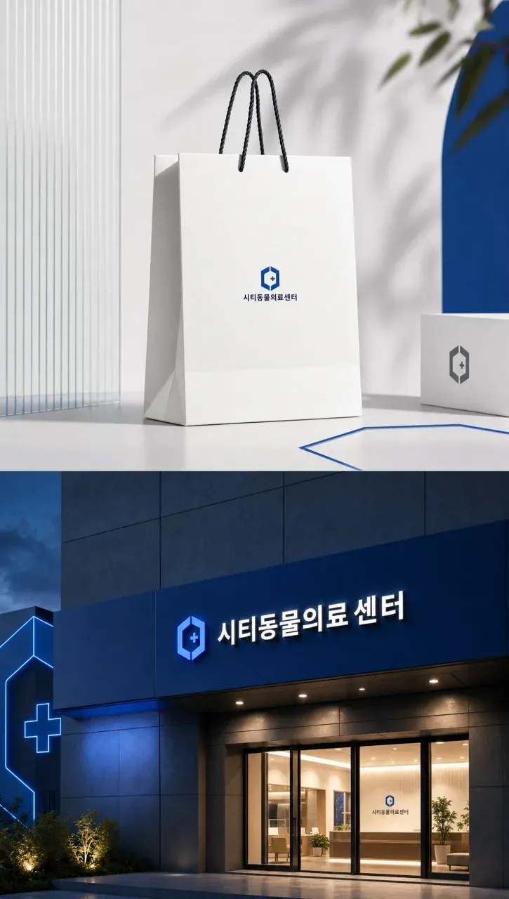 반려동물 로고 디자인 — 도시의 신뢰를 담은 의료의 중심 반려동물 브랜드 로고 브랜드 시스템