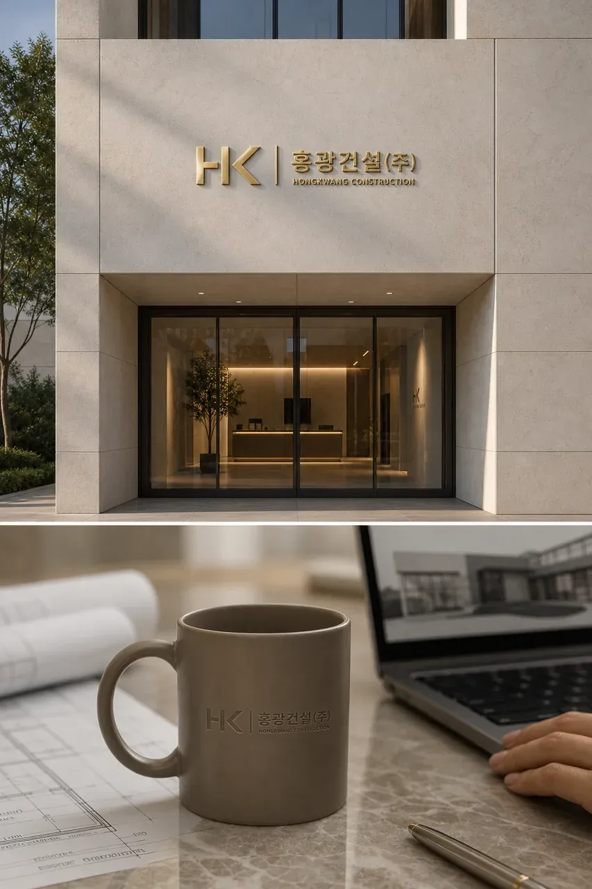 건설·인테리어 로고 디자인 — 신뢰받는 고급 건설사 건설·인테리어 기업 로고 브랜드 시스템