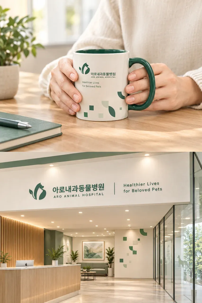 반려동물 로고 디자인 — 다시 일어서는 형태 반려동물 브랜드 로고 브랜드 시스템