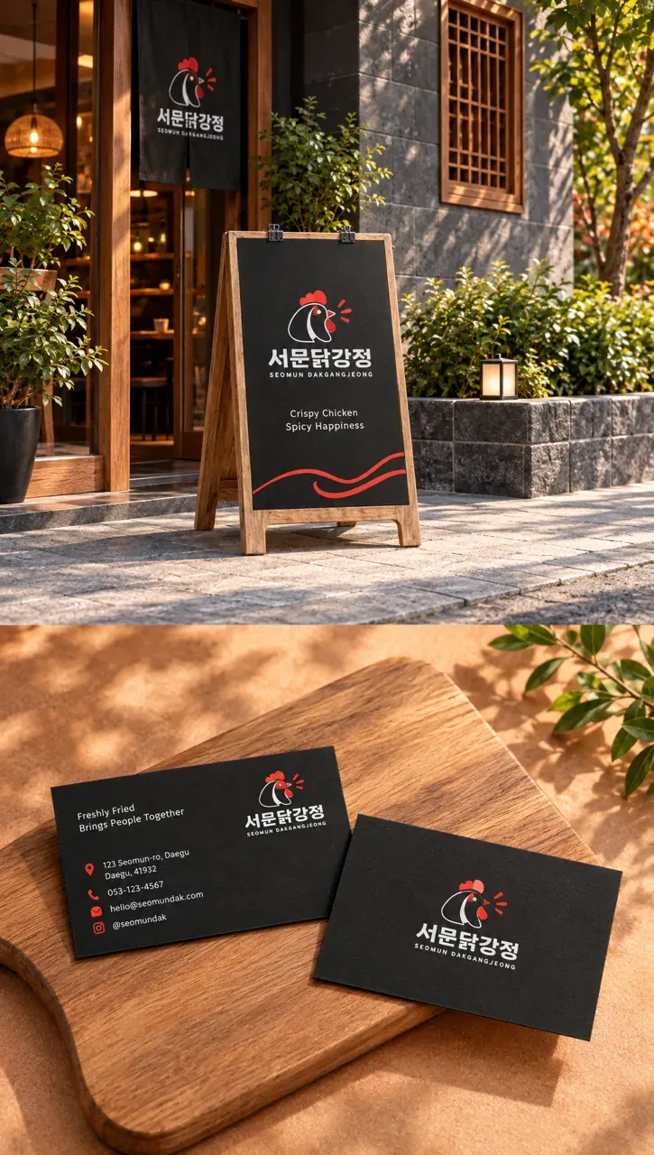 음식점·외식 로고 디자인 — 바삭한 프리미엄의 강렬함 음식점 로고 브랜드 시스템