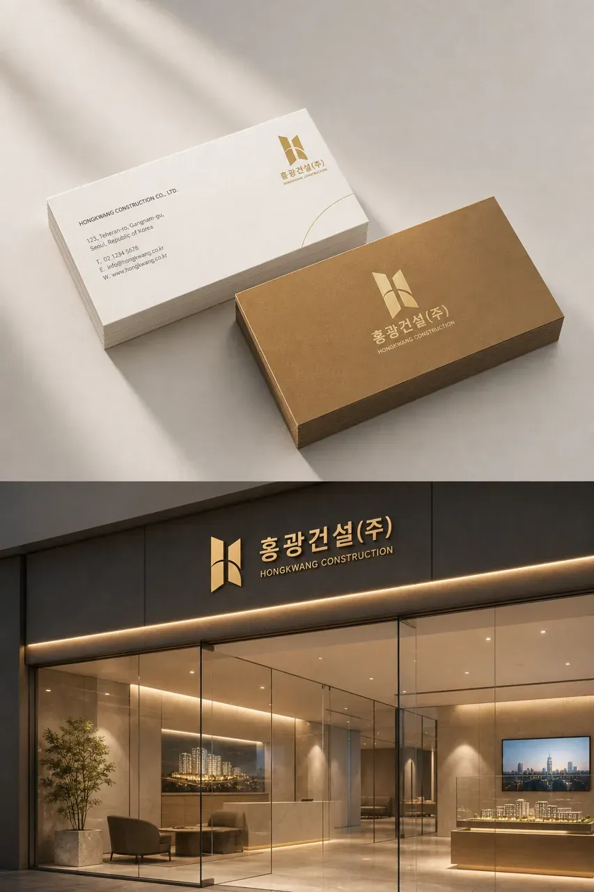 건설·인테리어 로고 디자인 — 신뢰받는 건설 파트너 건설·인테리어 기업 로고 브랜드 시스템