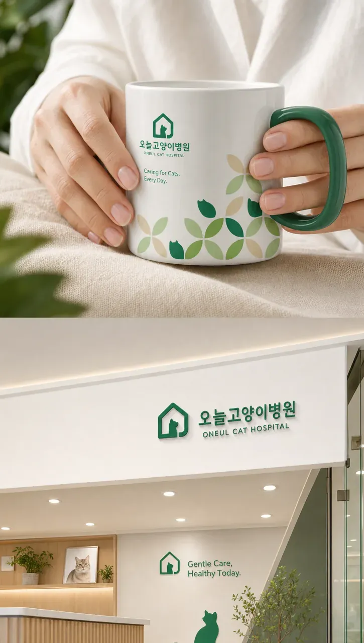 반려동물 로고 디자인 — 고양이의 오늘을 지키는 신뢰 심볼 반려동물 브랜드 로고 브랜드 시스템