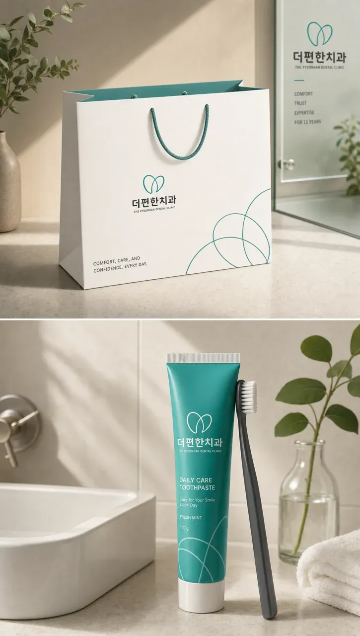 치과 로고 디자인 — 부드러운 신뢰의 형태 치과 로고 브랜드 시스템
