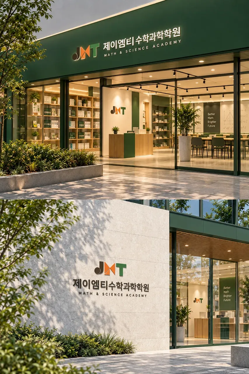 교육·학원 로고 디자인 — 강렬하고 대담한 조합형 학원 로고 브랜드 시스템